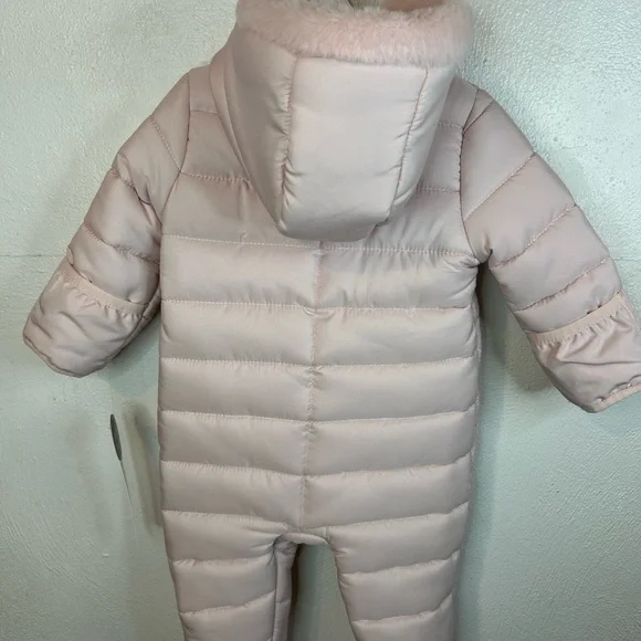 Nicole Miller Baby Girl Pink Hooded Puffer Snowsuit - Picture 2 of 2